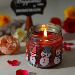 POSH-N-PLUSH Red Printed Glass Candle Jar With Lid-image-95