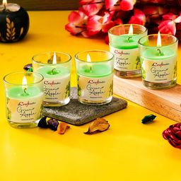 eCraftIndia Set Of 5 Green Apple Scented Jar Candles-46