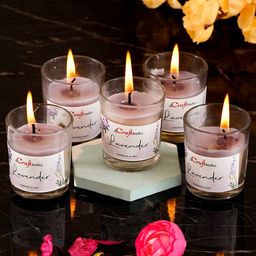 eCraftIndia Set Of 5 Lavender Scented Glass Jar Candles-20