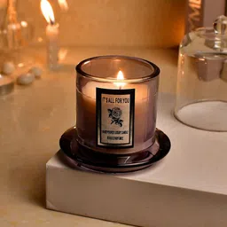 TAYHAA Grey Scented Hand-poured Candle With Jar & Lid-31