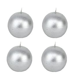 Sitara Crafts Silver Toned 4 Pieces Round Shaped Candles-26