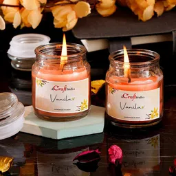 eCraftIndia Set Of 2 Peach Vanilla Scented Jar Candles-14