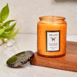 TAYHAA Yellow Tranquil Breeze Scented Candle Jar With Lid-image-55