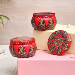 TAYHAA  Red 2 Pieces Printed Scented Candle Jars-image-48