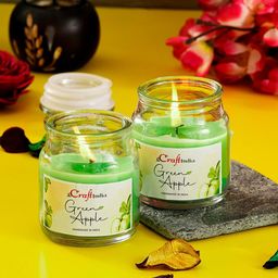 eCraftIndia Set of 2 Green Apple Scented Jar Candle-24