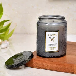 TAYHAA Grey Textured Tranquil Breeze Scented Candle With Lid-48