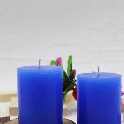 atorakushon Blue 2-Pcs Single Wick Cool Water Scented Paraffin Wax Pillar Candles-image-32