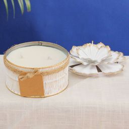 Izzhaar White Scented Candle with Hibiscus Flower Lid-image-68