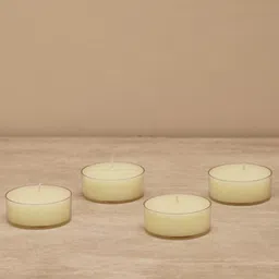 Pure Home and Living 4 Pcs Off White Ivory Antique Lace Tea Light Candles Large-27