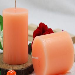 atorakushon Peach-Colored 2 Pieces Single Wick Orange Scented Paraffin Wax Pillar Candles-image-47