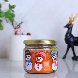POSH-N-PLUSH Orange Printed Glass Candle Jar With Lid-15