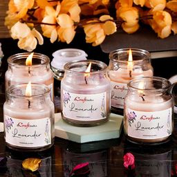 eCraftIndia Set of 5 Lavender Scented Jar Candle-40