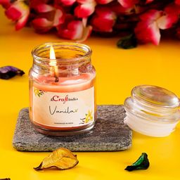 eCraftIndia Peach-Coloured Vanilla Scented Jar Candle-33