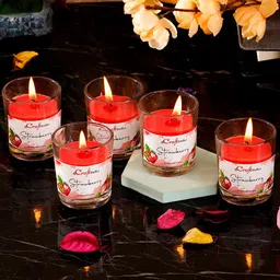 eCraftIndia Set of 5 Strawberry Scented Glass Candle-image-58