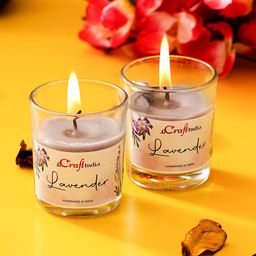 eCraftIndia Set Of 2 Purple Lavender Scented Glass Candle-2