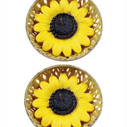 atorakushon Yellow & Black 2 pieces Sunflower Floating Candles-image-62