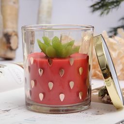 The Better Home Pink Reusable Glass Strawberry Scent  Jar Candle-26