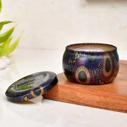 TAYHAA Black & Gold Printed Petite Serenity Essential Candle With Lid-19