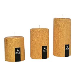 Sitara Crafts Gold Toned Textured Unscented Premium Wax Pillar Candle-image-79