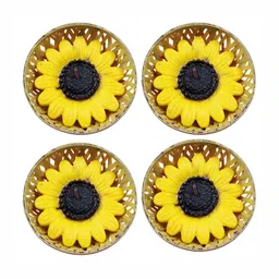 atorakushon Yellow & Black 4 pieces Sunflower Floating Candles-image-82