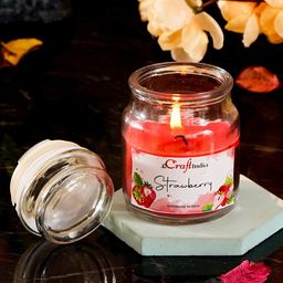 eCraftIndia Red & Transparent Strawberry Fragrance Wax Candle-18