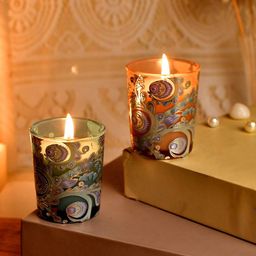 TAYHAA 2PCs Blue & Pink Printed Illuminated Candles-21