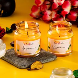 eCraftIndia Set of 2 Lemon Scented Jar Candles-42