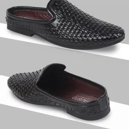 FAUSTO Men Black Woven Design Mules-picture-43