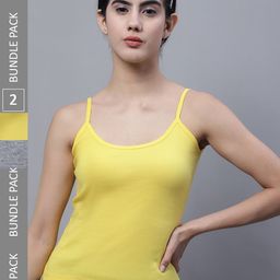 FBAR Pack Of 2 U-Neck Bio Wash Pure Cotton Camisoles-image-90