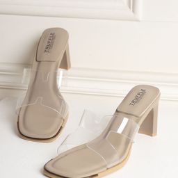 Truffle Collection Embellished PU Block Mules-10