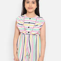 Nauti Nati Girls Striped with Ruffles Playsuit-image-7