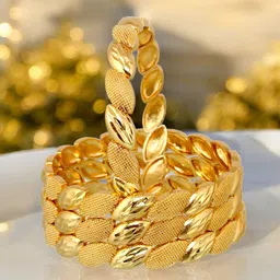 LUCKY JEWELLERY Set Of 4 Gold-Plated Bangles-57
