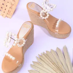 THE WHITE POLE Embellished Open Toe Wedges-29