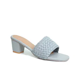 Glitzy Galz Grey Textured Block Sandals-11