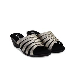 XE Looks Gold-Toned Colourblocked Wedge Mules-picture-41