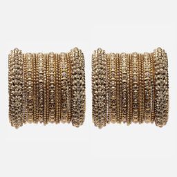 Anouk Set Of 28 Gold-Plated Cubic Zirconia-Studded Bangles-image-33