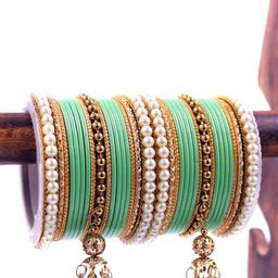 leshya Set Of 34 Brass-Plated Stones Studded Bangles-28