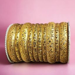 leshya Set of 10 Brass-Plated Etching Work Bangles image 1