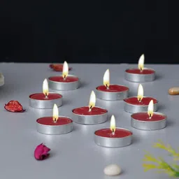 eCraftIndia Red 10-Pieces Rose Scented Tea Light Candles-49