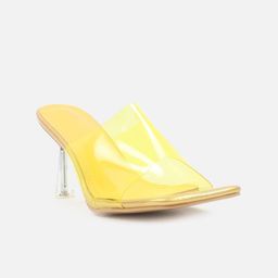 Carlton London Yellow Stiletto Heels with Transparent Upper Strap-image-68