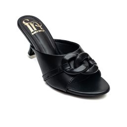 Dapper Feet-Fancy Nancy Buckle Detailed Open Toe Slim Heeled Mules-17