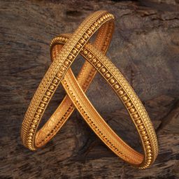 Kushal's Fashion Jewellery Set Of 2 Gold-Plated Antique Bangles-image-97