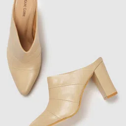 Marc Loire Cream-Coloured PU Work Block Mules-30