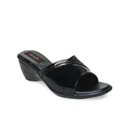 VALIOSAA Black Solid Wedge Heels-13