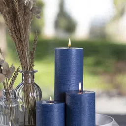 Aromatic Fables 3-Pcs Navy Blue Pineapple Scented Rustic Pillar Candles-23