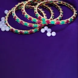 Manikya Set Of 4 Gold-Plated AD-Studded Bangles-picture-7