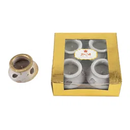 Sitara Crafts Silver Toned 4 Pieces Handi Shaped Diya Candles-image-72