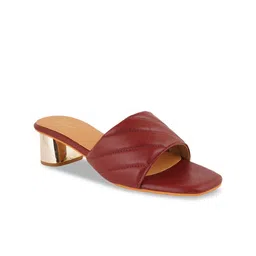 pelle albero Maroon Textured Block Sandals-image-10