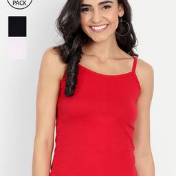 BLAZON Women Pack of 3 Solid Cotton Camisoles-image-16