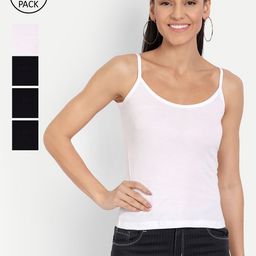 BLAZON Women Pack of 5 Solid Cotton Camisoles-picture-54